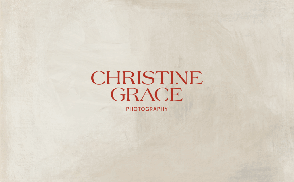 Painted textured background with the Christine Grace Photography logo centered in bold red serif type.